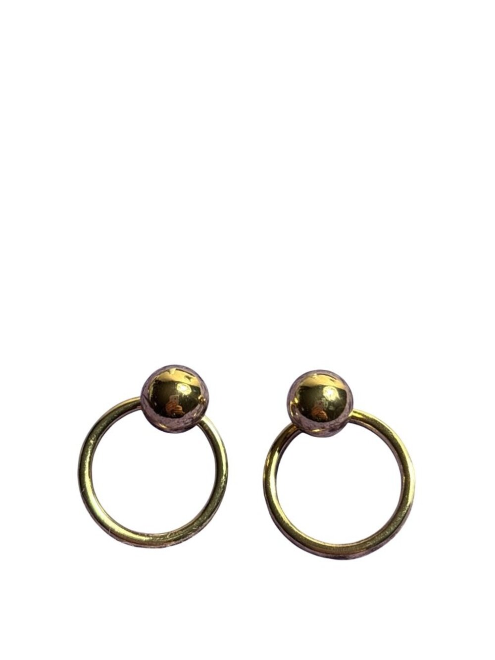 Goldtone Stud Earrings Hoop Backs 0.75 inch